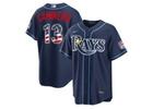 Junior Caminero Tampa Bay Rays USA 250 Fourth of July Road Baseball Jersey – Navy